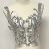 Lentejuelas doradas y plateadas flores bordadas un par de parches de tela ropa de baile regalo parche de ropa accesorios DIY grande sin pegamento L142