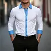 Camisa Social Masculina 3D de Manga Longa Cardigã Botão Novo Temu Aliexpress Cor Sólida Casual Estilo Férias