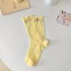 Calcetines de Seda con Bordado de Flor Pequeña de Color Sólido, Cristal de Vidrio, para Mujer, Verano, Delgados, Cassette, Estilo Preppy para Mujer, Media Pantorrilla