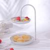 Plato de fruta de lujo ligero de estilo nórdico, plato de dulces de doble capa, tienda de celebridades de Internet, bandeja creativa moderna para refrigerios de sala de estar en el hogar