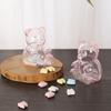 Caixa de doces de urso transparente de plástico caixa de doces de desenho animado criativo caixa de armazenamento de lanche presente de aniversário infantil