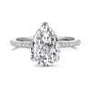 Anel Quadrado de Diamante de Alto Carbono S925, Anel de Casamento em Prata Esterlina, Diamante de Imitação, Ovo de Pombo, Luxo Leve, Super Brilhante, Estilo Europeu e Americano, Quilate, Item Quente Transfronteiriço