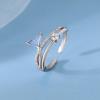 Anillo de sirena azul fantasía diseño de nicho lujo ligero versátil incrustado de microdiamantes anillo abierto para índice suministro al por mayor