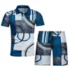 Nueva moda de verano para hombre, polo casual con estampado 3D, cuello camisero, traje casual