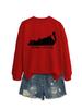 Ebay Europeu e Americano novo manga longa gola redonda gata sem filhos gata casual suéter tendência mulheres