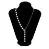 Joyería Transfronteriza Europea y Americana, Elegantes Accesorios de Cadena de Perlas para Mujer, Collar de Corazón Calado Geométrico de Doble Capa de Perlas