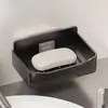 Suporte de Sabonete de Parede para Banheiro Sem Furos Caixa de Sabonete Camada Dupla Drenante Prateleira Doméstica para Armazenamento de Sabonete de Banheiro