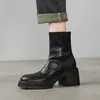 Novedad Otoño/Invierno 2026 para Mujeres Petites: Botines Cortos Adelgazantes de Tacón Grueso con Punta Redonda, Suela Gruesa, que Aumentan la Altura, con Cremallera Lateral