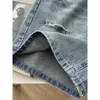 Shorts de ganga rasgados em formato de pera para mulheres, estilo fino de verão, tamanho grande, cintura alta, que cobrem o quadril, corte em A, perna larga, comprimento até o joelho