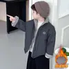 Chaqueta de franela a cuadros para niños estilo coreano, top grueso y cálido para niños, solapa, lana de cordero, ropa de otoño e invierno para bebés, chaqueta