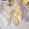 Meias Zhuji para Mulheres, Meias Fofas de Comprimento Médio-Curto em Cores Macaron para Primavera e Outono, Meias Esportivas Femininas Simples de Cor Sólida em Estilo Universitário