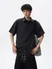 Camisa retro americana de manga corta para hombre, chaqueta camisa de verano fina de corte holgado con cuello, top elegante y fresco de manga corta en blanco