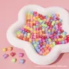 Color Macarrón 6*6 Transparente Cuadrado Cara Sonriente Cuentas Sueltas Cuentas Sueltas para Manualidades Hechas a Mano Cadena para Teléfono Móvil Agujero Recto Cuentas Sueltas