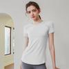 Camiseta Esportiva de Secagem Rápida Manga Curta Feminina Verão Fina Roupas de Yoga Modelagem Justa Emagrecedora Corrida Costura em Malha Top Fitness