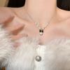 Collar de Perlas de Imitación de Lazo Pequeño y Fragante para Mujer Nuevo de Gama Alta Cadena de Clavícula con Lazo Nicho Collar para Vestido a Juego