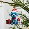Caja de Regalo Transfronteriza Decoración Navideña para Perro Colgante Decoración de Árbol de Navidad Acrílica Colgante para Cachorro Decoración Interior de Coche