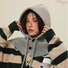Pasamontañas Estilo Coreano para Mujer Sombrero Cálido de Otoño e Invierno Bufanda para el Cuello Protector de Cuello Protección para los Oídos Integrada Gorro de Lana Tejido
