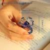 Anillo de Mariposa de Vidrio Hecho a Mano Zibo Celebridad de Internet Artesanía Fotografía Diseño de Nicho Joyería Avanzada de Vidrio Regalo
