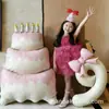 Balão de bolo rosa extra grande para decoração de festa de primeiro aniversário de meninas, montagem de cenário, decoração de atmosfera e adereços para fotos