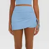 Nueva falda deportiva casual fruncida para mujer, anti-exposición, de cintura alta, adecuada para fitness y running, conjunto de yoga tipo dos piezas