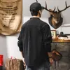 Camisa Retro Jelenuo con Cuello Alto para Hombre de Manga Larga Otoño 2026 Nueva Tendencia Holgada Casual Negra Camisa para Hombre