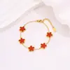 Pulsera Pandora de Acero Titanio Multicolor Cinco Flores, Estilo Europeo y Americano de Moda, Fresca y Casual para Niñas, Pulsera Apilable y que No se Desvanece