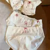 Panty rojo de estilo japonés para mujer, con lazo de la suerte dulce y lunares, clase A, con fuelle extendido, suave y amigable con la piel, bragas de cintura media