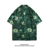 Camisa Floral Retro de Manga Curta com Gola Cubana para Homens e Mulheres Solta Estilo Havaiano Férias Litoral Bonita Versátil Camisa de Manga Curta