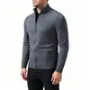 Colección nueva otoño/invierno 2026 transfronteriza: suéter de punto liso para hombre, de cuello alto medio, un cárdigan elegante y casual para hombres jóvenes