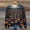 Sudadera de Manga Larga con Cuello Redondo y Estampado de Halloween para Mujer, Casual, Estilo Horror, Talla Grande