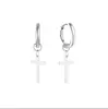Nuevos Pendientes de Acero Inoxidable con Colgante de Cruz y Cierre de Oreja en Forma de O Pendientes Joyería de Oreja Simple y Versátil Venta al por Mayor