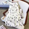 Falda Floral Pequeña Estilo Bosque Fresco para Mujer en Verano, Cintura Alta, Cubre la Piel, Falda de Largo Medio Adelgazante, Falda de Gasa de Hada para Personas Bajas