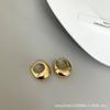A Pronta Entrega Aço Titânio Moda Transfronteiriça Simples e Elegante Tendência Brincos de Argola Europeus e Americanos Brincos de Ouro 18K Atacado do Fabricante