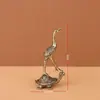 Escultura Sólida de Latão Vintage de Tartaruga e Garça, uma Escultura Antiga para Decoração de Animal de Estimação de Chá, Ornamento de Artesanato de Mesa