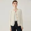 Cárdigan de cachemira de punto trenzado con cuello redondo, nuevo modelo otoño/invierno 2026, blusa base de mujer tipo dos piezas, abrigo elegante con bloques de color