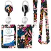 Estilo Ilustração Ins Flor e Grama Liga Metálica Fivela de Puxar Fácil Crachá Porta-Crachá de Identificação Conjunto Combinado de Cordão Presente para o Local de Trabalho