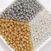 Cuentas Redondas Chapadas en Oro de 18K Color Cobre Conservador de Color Cuentas Espaciadoras Doradas y Plateadas Pulsera Collar Materiales DIY Hechos a Mano Accesorios Cuentas Sueltas