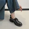 Mocasines retro de tacón grueso para mujeres bajitas, que aumentan la altura, estilo británico, punta redonda, con cordones, suela gruesa, zapatos de cuero casuales versátiles