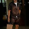 Moda Masculina 2026 Transfronteriza Conjunto a Juego de Top y Pantalones Cortos con Estampado 3D de Manga Corta