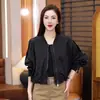 Chaqueta corta casual estilo coreano hecha a medida para mujer con cuello mao, modelo nuevo Otoño 2026, holgada y estilizada