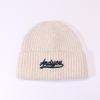 Gorro de lana de punto para mujer, estilo coreano, informal, combinable con todo, cálido, envolvente, con letras, para otoño e invierno.