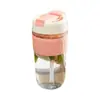 Vaso de agua de doble compartimento de moda, vaso portátil colorido con popote, taza para café con leche, vaso para jugo, vaso de regalo
