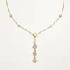 Colar Europeu e Americano Transfronteiriço em Aço Inoxidável com Zircônia e Strass em Formato de Coração e Estrela de Oito Pontas para Mulheres, Moda Estilo Ins, Joia Versátil em Formato Y