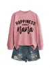 La felicidad es ser sudadera casual suelta simple para mujer de comercio exterior transfronterizo de la lista de deseos de Amazon en stock