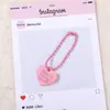Cadena de Cuentas con Colgante de Corazón de Aleación Pintado con Spray, Llavero DIY Etiqueta de Corazón de Cuenta Pequeño Adorno