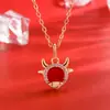 2021 Nuevo Collar Pequeño Tauro para Mujer Colgante de Ternero Rojo Año de Nacimiento Cadena de Clavícula Zodiacal de Año Nuevo