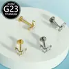 Comércio Exterior Transfronteiriço Liga de Titânio F136 Zircônia Incrustada Rosca Interna Stud para Osso da Orelha Stud para Lábio Joia para Body Piercing em Estoque