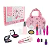 Bolsa de mão para joias de crianças e meninas, bolsa para cosméticos, maquiagem, brinquedos de vestir, conjunto, casa de brincar de simulação, brinquedos de maquiagem de princesa