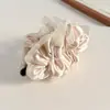 Grampo de Cabelo Florzinha Botão Banana em Renda Plissada Bolha Estilo Coreano, Presilha Elegante e Graciosa para Rabo de Cavalo, Pente de Cabelo, Acessório de Cabelo
