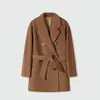 Personalizado~Marca M Lana Impregnada de Yodo 101801 Longitud Media 10% Cachemira 26% Lana Virgen Abrigo Cruzado para Mujer, Otoño/Invierno